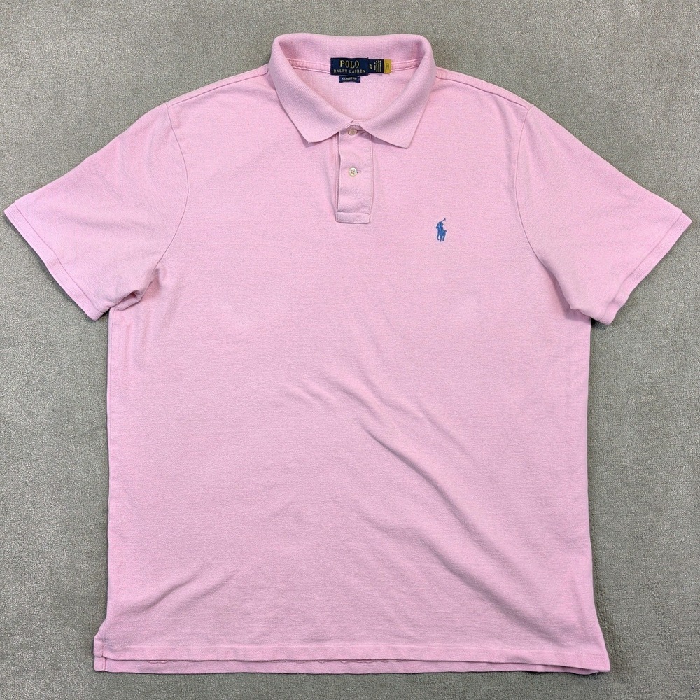 Polo Ralph Lauren Polo Shirt Mens XL Pink Classic Fit Short Sleeve Cotton Pique